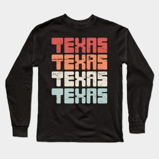 Retro Vintage TEXAS Text Long Sleeve T-Shirt